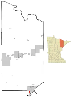Location of the city of Proctor within Saint Louis County, Minnesota