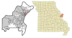 Location of Flordell Hills, Missouri