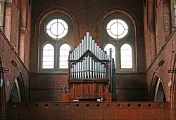 The organ loft and pipe organ of St Chad's