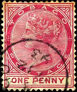 A Tobago one penny postage stamp
