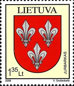 A Lithuanian stamp from 2008 featuring the coat of arms