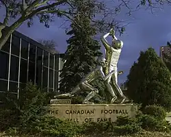 Image 35Touchdown monument outside the Canadian Football Hall of Fame in Hamilton, Ontario (from Canadian football)