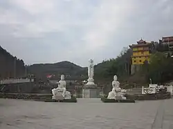 Statues of Guanyin, Manjushri and Samantabhadra.