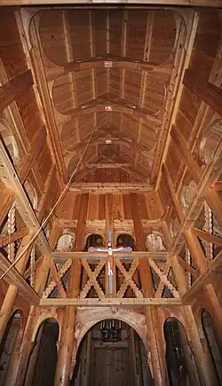 Fantoft Stave Church rafters and posts