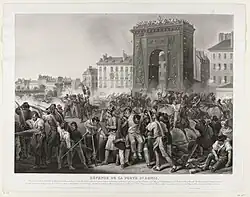 Defence of the porte Saint-Denis, after Hippolyte Lecomte, (1831), Rikjsmuseum, Amsterdam.