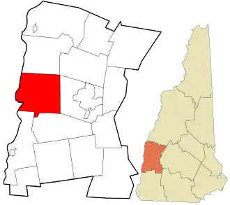 Location in Sullivan County and the state of New Hampshire