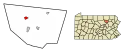 Location of Forksville in Sullivan County, Pennsylvania.