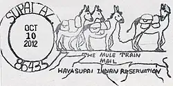 Supai AZ postmark, unique for its "mule train" design