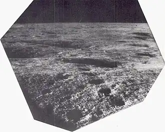 Wide-angle picture of the northwest wall of the Surveyor 5 crater