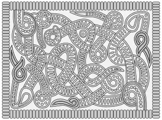 Grayscale drawing of design 4 on the Sutton Hoo helmet