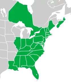 Symphyotrichum undulatum native distribution: Canada — Nova Scotia and Ontario; US — Alabama, Connecticut, Delaware, District of Columbia, Florida, Georgia, Illinois, Indiana, Kentucky, Louisiana, Maine, Maryland, Massachusetts, Mississippi, New Hampshire, New Jersey, New York, North Carolina, Ohio, Pennsylvania, Rhode Island, South Carolina, Tennessee, Vermont, Virginia, and West Virginia.