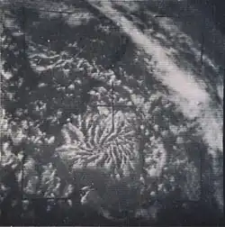 One of the earliest images of an actinoform cloud. Taken by TIROS 5 satellite in 1965.