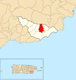 Location of Talante within the municipality of Maunabo shown in red