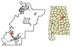 Location of Bon Air in Talladega County, Alabama.