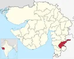 Location of district in Gujarat