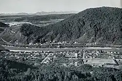 Taylorville (foreground) and Wallsend (far side of Grey River)