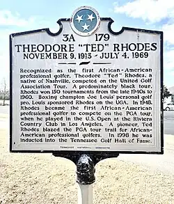 Ted Rhodes historical marker Tennessee Historical marker Theodore "Ted" Rhodes