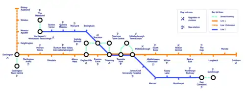 Transit diagram showcasing all discussed or mentioned ideas for the Tees Valley Metro.