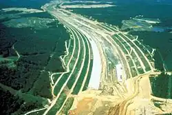 The Divide Cut under construction in the early 1980s