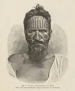 Sketch by Hjalmar Stolpe of Tepanos tattoos.