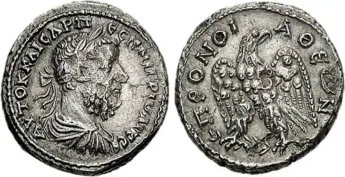 Tetradrachm minted in 193 by Pescennius Niger with an aquila on the reverse