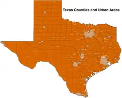 Image 1Texas Counties and urban areas (from List of Texas metropolitan areas)
