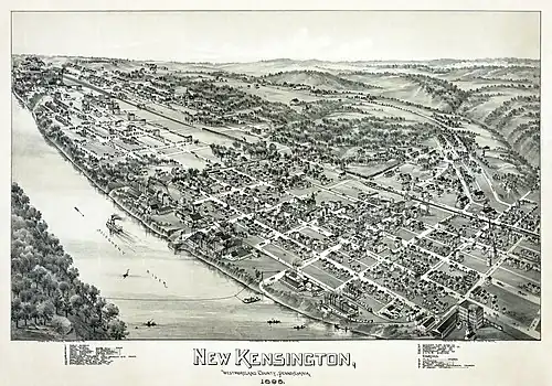 New Kensington in 1896, seen in a lithograph by Thaddeus Mortimer Fowler