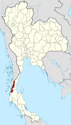 Map of Thailand highlighting Ranong province