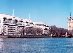 Thames House and Lambeth Bridge, looking downriver