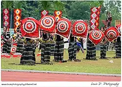 T'boli women utilizing the s'laong kinibang in dance