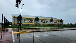 Postcard showing an aerial view of City Stadium