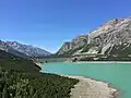 The San Giacomo Dam that separates two reservoirs (Lago di San Giacomo and Lago di Cancano)