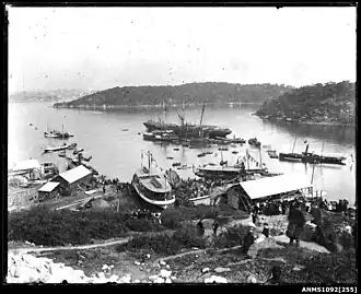 Launch of The Lady Mary at Berrys Bay, North Sydney, 1892, the first of a long series of "Lady-class" ferries