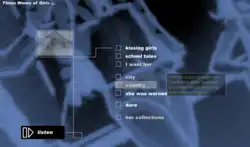 Screenshot showing a blue and black background with chapter titles.