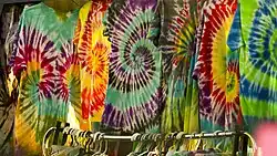 An assortment of tie-dye T-shirts