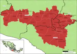 Location of Tierra Caliente in Mexico