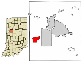 Location of West Point in Tippecanoe County, Indiana.