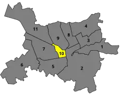 Location of Tirana 10 within Tirana.