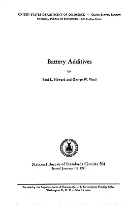 NBS Circular 504 on Battery Additives