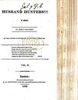 Title page of Amelia Beauclerc's Husband Hunters, 1816