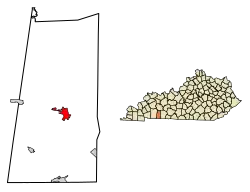 Location of Elkton in Todd County, Kentucky.