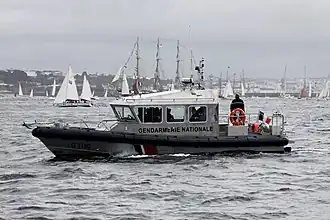 The vessel G1103 Amathée of the Roscoff nautical brigade[25] during the grand parade of Tonnerres de Brest 2012 [fr].