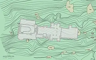 March 1926 survey map with the June 1926 blueprint of the first floor and 1928 laboratory blueprint.