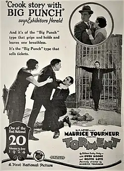 Magazine advertisement with various scenes from the film and stylized promotional text