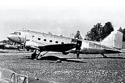 The DC-3 aircraft that was shot down, photographed at F 8 Barkarby in 1951