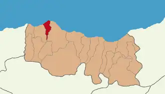 Map showing Çarşıbaşı District in Trabzon Province