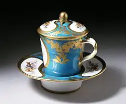 Trembleuse or Gobelet et soucoupe enfoncé by Sèvres c. 1776 designed for drinking hot chocolate