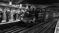 Original Metropolitan Steam Train passes through Great Portland Street Station