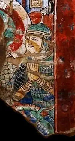 Turkic warrior in a mural from Tumxuk