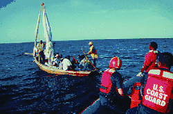 Image 41U.S. Coast Guard intercepting Haitian refugees, 1998 (from History of Haiti)
